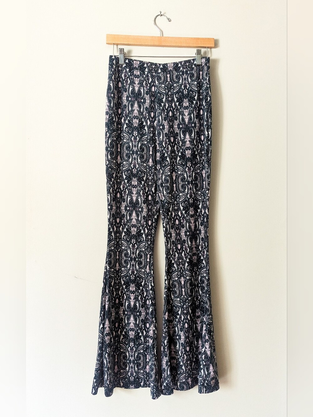 Free People Black And Pink Flare Leggings